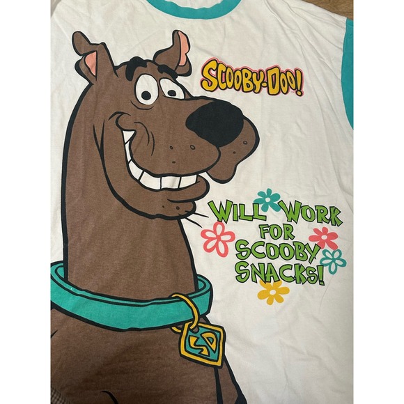 Vintage Scooby Doo night shirt "WILL WORK FOR SCOOBY SNACKS!" XL - Picture 3 of 6